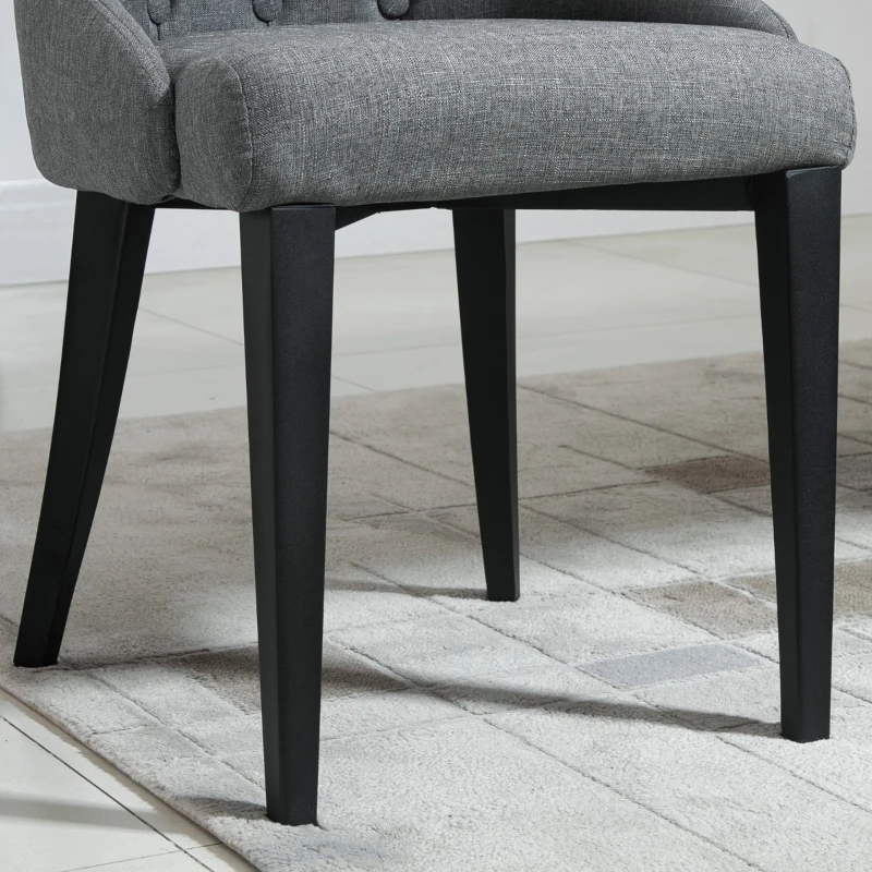 HOMCOM Modern Dining Chairs Set of 2, Button Tufted High Back Accent Chairs with Upholstered Seat, Steel Legs for Living Room, Kitchen, Study, Dark Grey