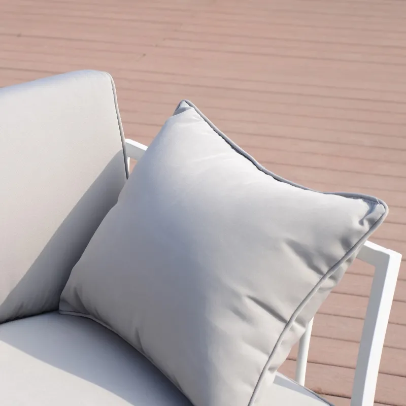 Outsunny 5 Piece Outdoor Furniture Patio Conversation Seating Set, 2 Sofa Chairs, & Coffee Table, White