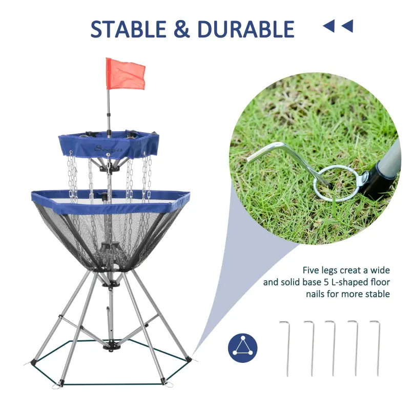 Soozier Portable Disc Golf Basket Target with 12-Chain, Easy Carry Bag, Dark Blue
