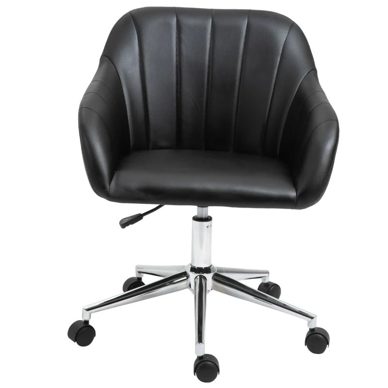 Vinsetto Mid Back Home Office Chair Computer Desk Chair with PU Leather, Adjustable Height, Swivel Wheels for Study, Bedroom, Black