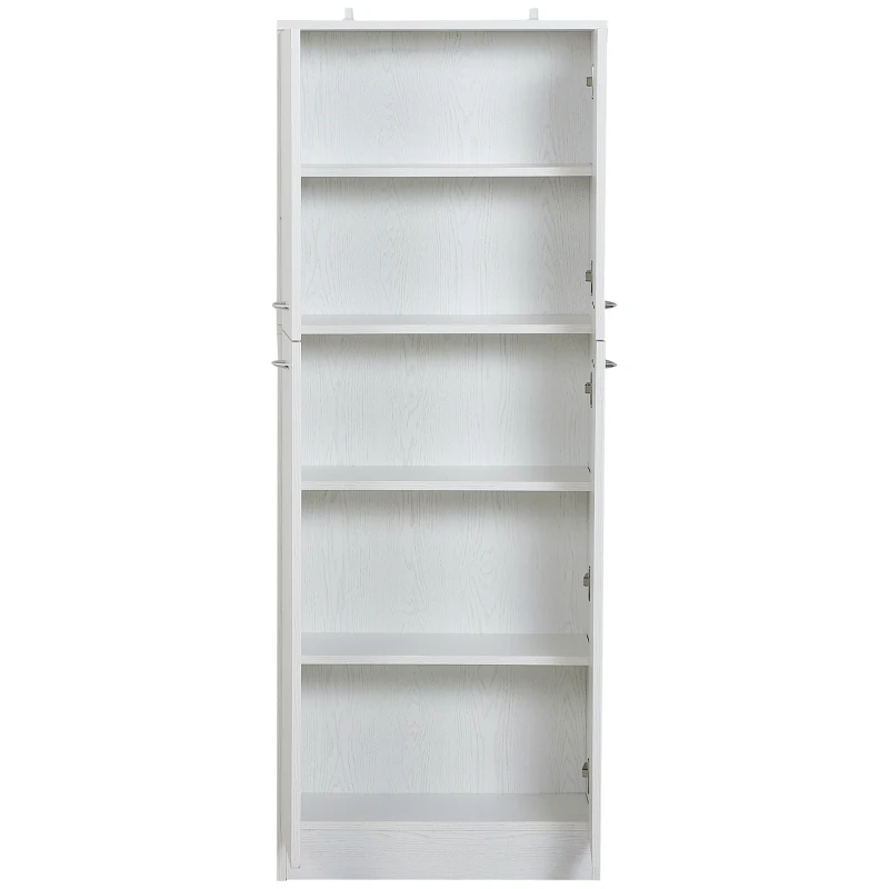 HOMCOM 62 Inch Tall 4-Door Kitchen Pantry Cupboard Storage Cabinet with Adjustable Shelves Home Furniture, White