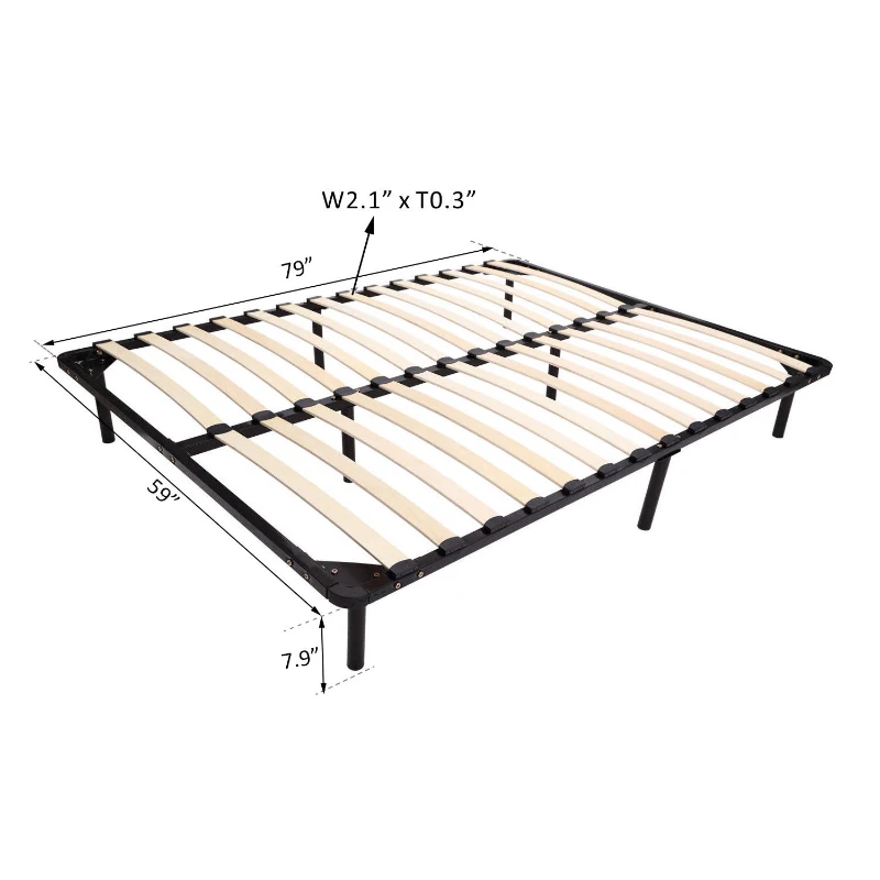 HOMCOM REINFORCED Adjustable Bed Frame Solid Metal Bedroom Furniture (Double/Queen)