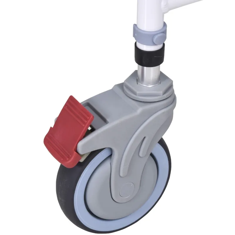 HOMCOM Accessibility Commode Wheelchair, Rolling Shower Wheelchair with 4 Castor Wheels, Rectangle Detachable Bucket, & Waterproof Design, 17" Seat Width, Blue