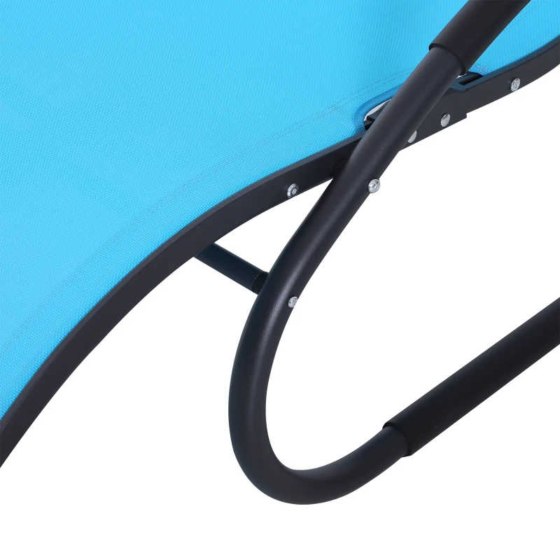 Outsunny Zero-Gravity Rocking Chair Garden Patio Lounger Seat Outdoor Indoor Texteline Recliner Backyard Aluminum Frame Rocker Blue