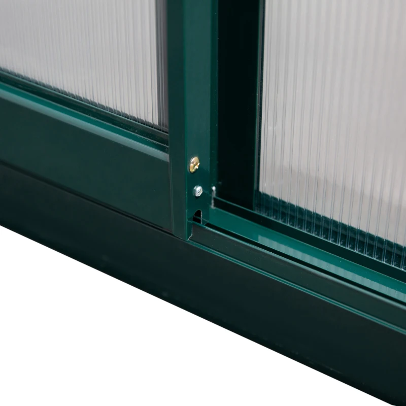 Outsunny Walk-In Garden Greenhouse Aluminum Polycarbonate with Roof Vent for Plants Herbs Vegetables 6' x 4' x 7' Green