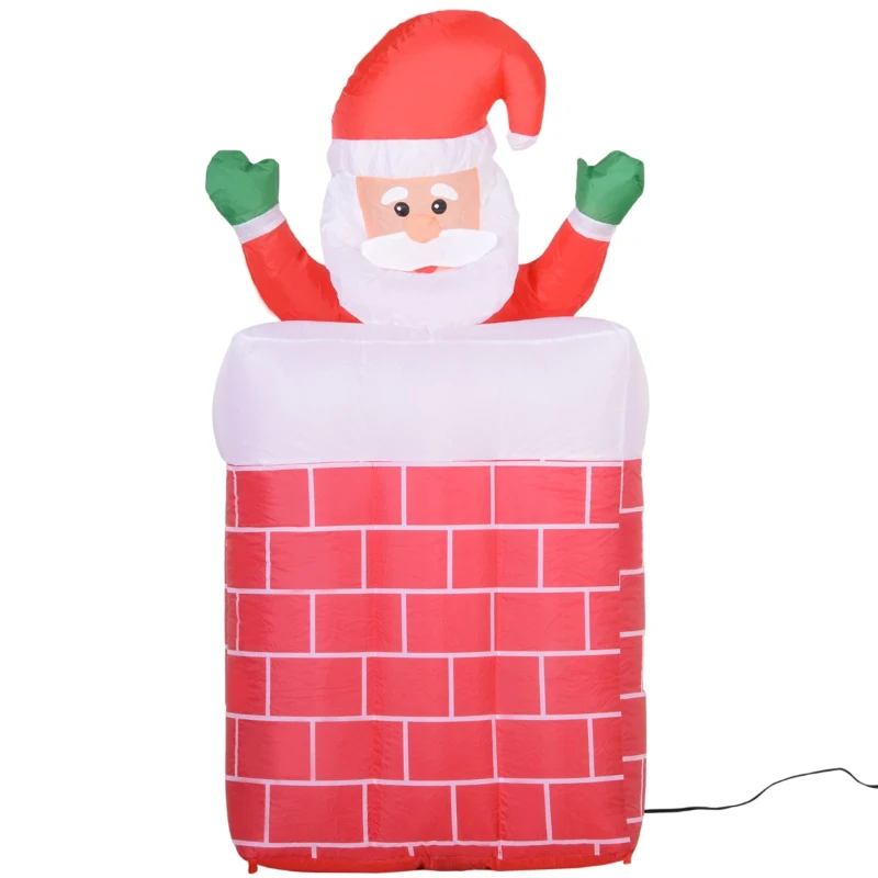 HomCom 6' Tall Outdoor Animated Inflatable Christmas Lawn Decoration - Santa in a Chimney