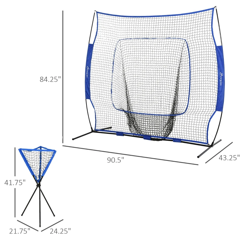 Soozier 7x7.5ft Portable Baseball Net Set of 2 w/Collector and Storage Bag for Daily Train