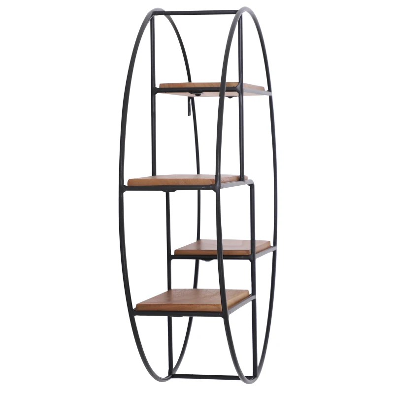 HOMCOM Round Wall-Mounted Shelves Wall Hanging Room Decoration Frame Partition Iron Display Storage