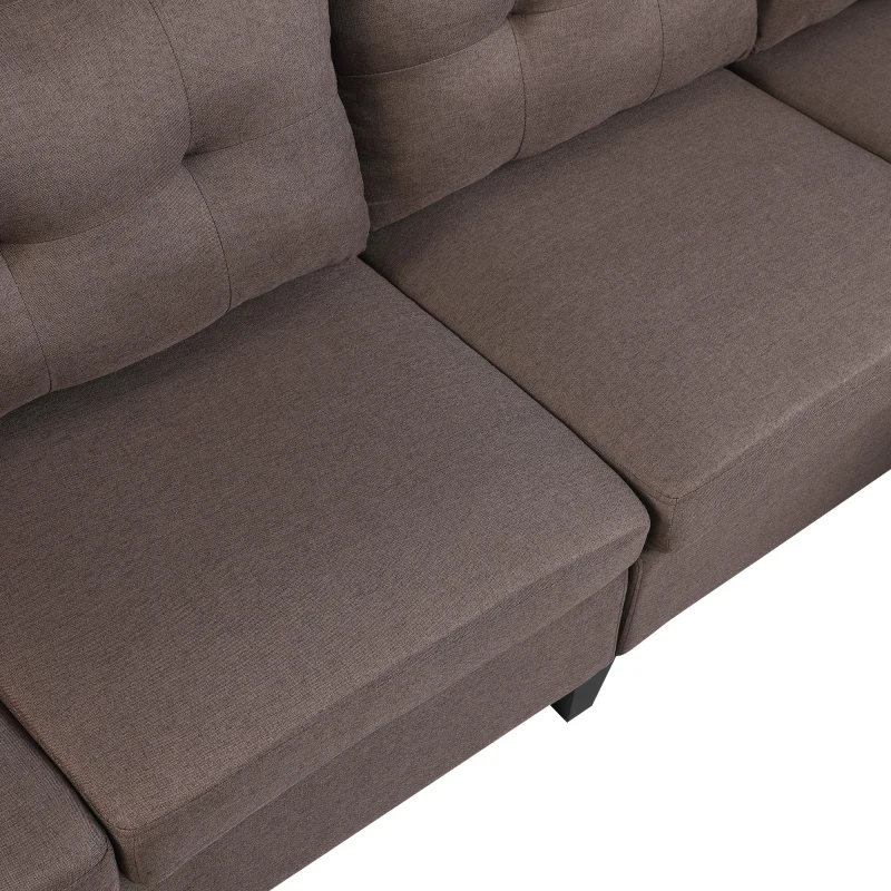HOMCOM Elegant 3 Piece Chaise Lounger Sofa Set with Wood Leg Footstool and Armrest Pillow, Brown
