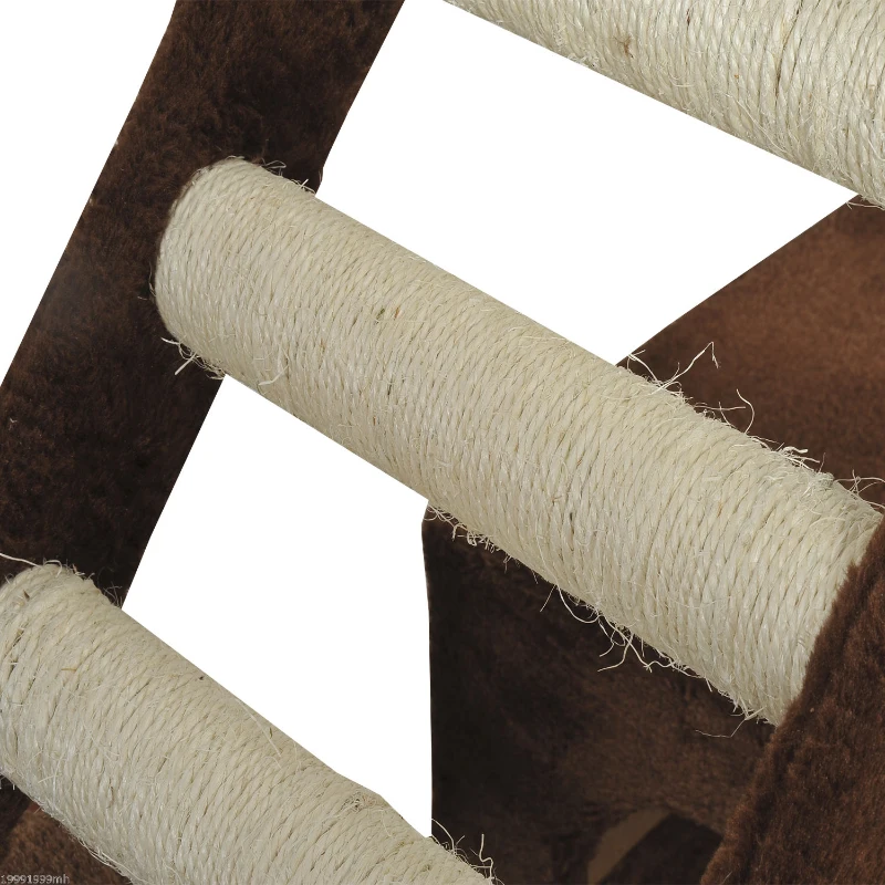 PawHut 42.8Inch Scratching Cat Tree Climber Tower Condo with Hammock Post Brown