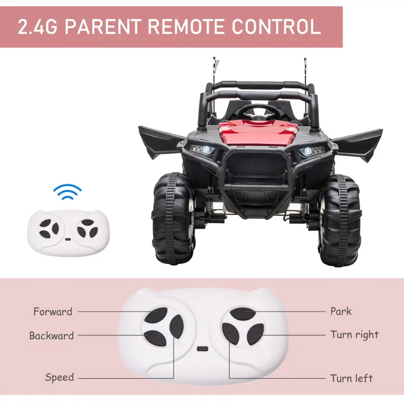 Aosom Outdoor 2-Seated Childrens Truck w/ Parental Remote Control & Two Motors Red