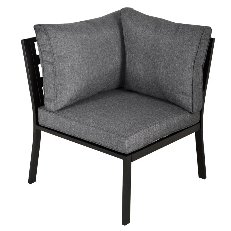 Outsunny 6-Piece Patio L-Shaped Sofa Conversation Set with Coffee Table, Water-Fighting Materials, & Comfort, Grey