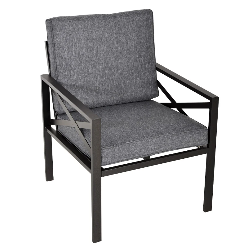 Outsunny 4-Piece Patio Furniture Set Garden Conversation Set with Soft Washable Cushions & Strong Steel Frame, Grey