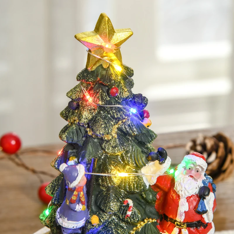 HOMCOM Animated Christmas Tree Scene, Pre-Lit Musical Collectable Decor with Moving Train and Santa, Winter Wonderland Set for Indoor Holiday Display