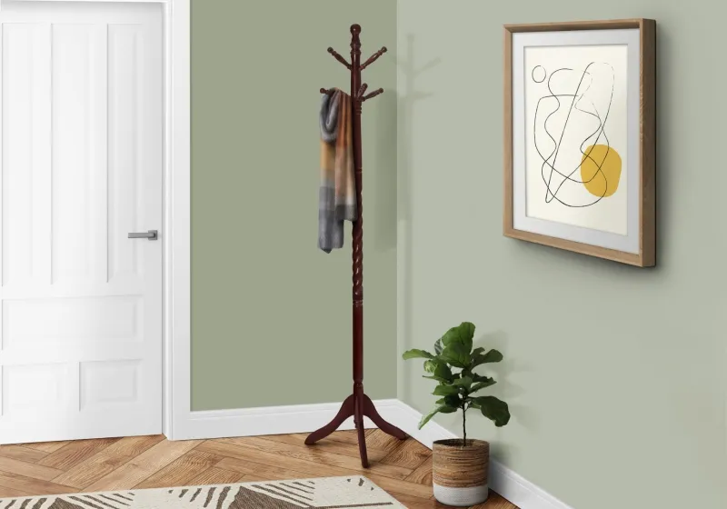 Monarch 72" Traditional Design 6-Hook Solid Wood Coat Storage Rack - Dark Cherry Finish