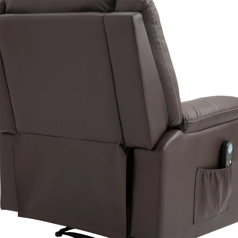 HOMCOM Vibrating Massage PU Leather Recliner Chair with Footrest, Remote Control, and 8 Massaging Points, Brown