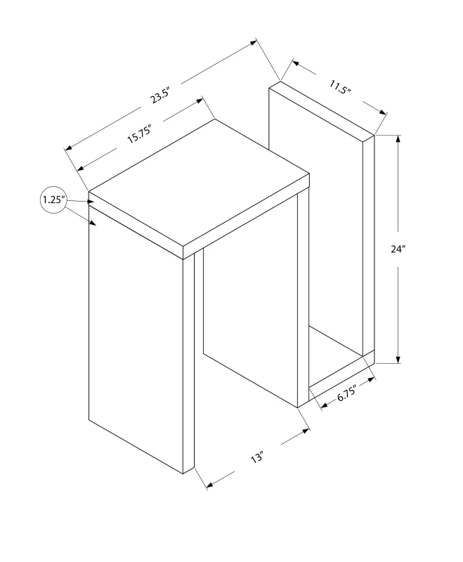 Monarch 24" Modern Wood Grain Side Accent Table with Magazine Storage - Cappuccino Brown Finish