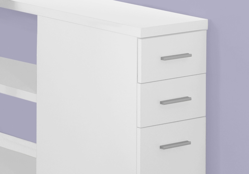 Monarch Contemporary Right or Left Facing Corner Computer Desk with Shelves and Storage Drawers - White