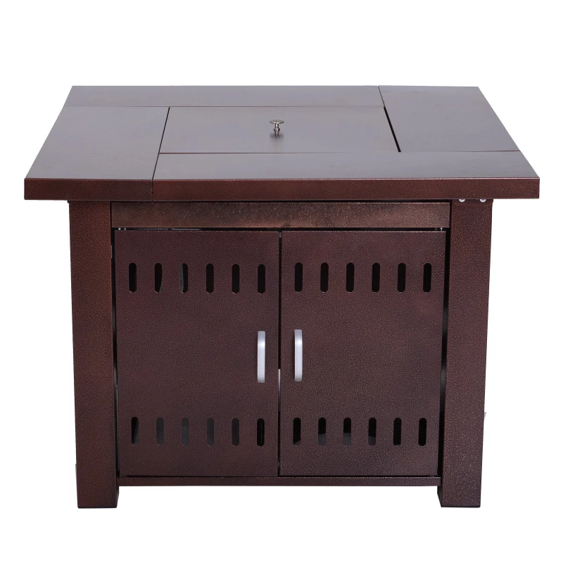 Outsunny 38" Square Convertible Gas Fire Pit Table Outdoor Patio Propane Fire Flame Dining Table 40,000 BTUs w/ Cover