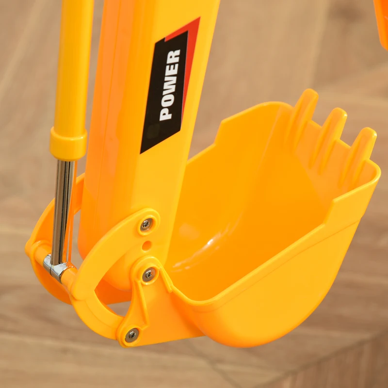 Qaba Kids  Ride-on Excavator Toy for Toddlers with Sound Effects and Safety Helmet, Outdoor Construction Toy with Electric Controllable Digging Bucket, Yellow