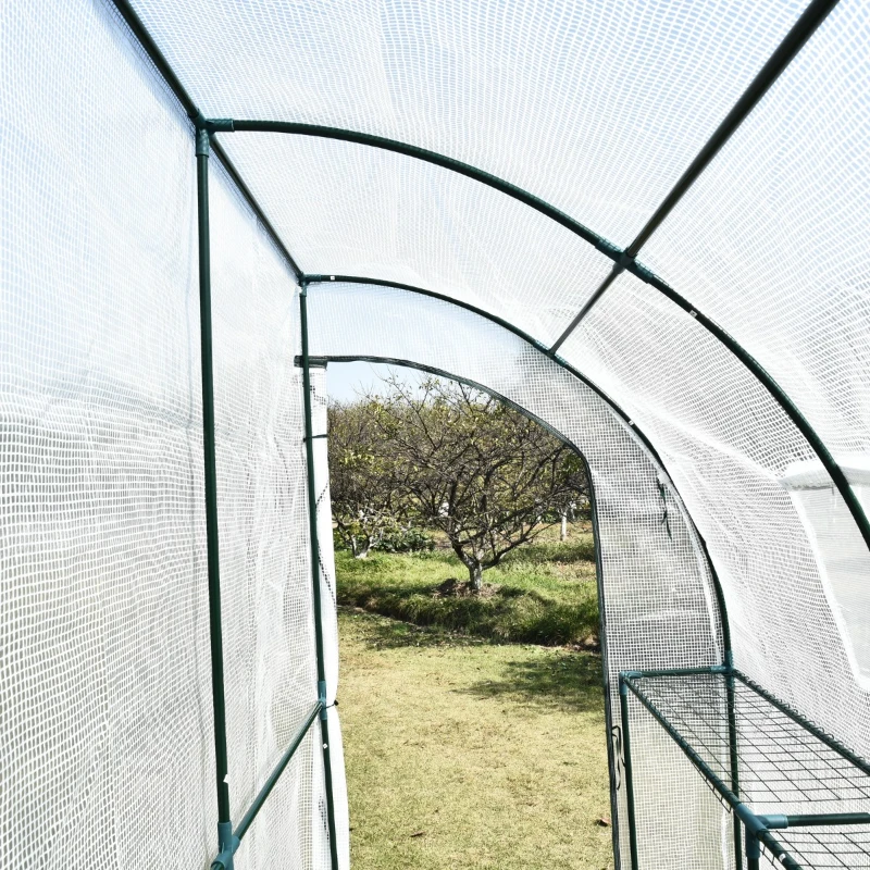 Outsunny 7' x 3' x 7' Outdoor Walk-In Greenhouse, Plant Nursery with Roll-up Windows, PE Cover, and 3 Wire Shelves