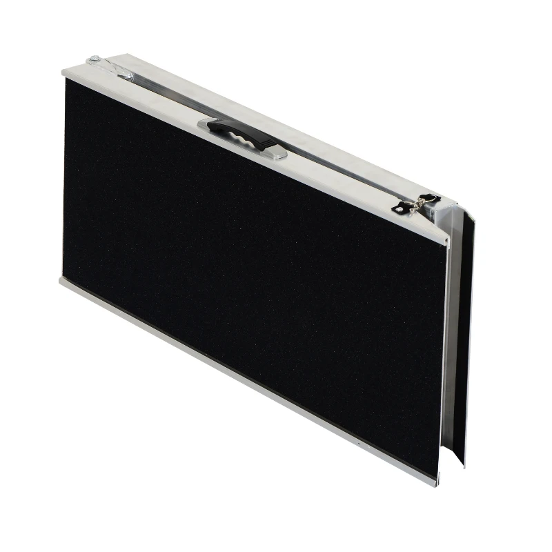 PawHut 72" Bi-Fold Pet Ramp Portable Dog Cat Steps Pet Travel Gear Vehicle Car Truck Compact Storage Black/Silver