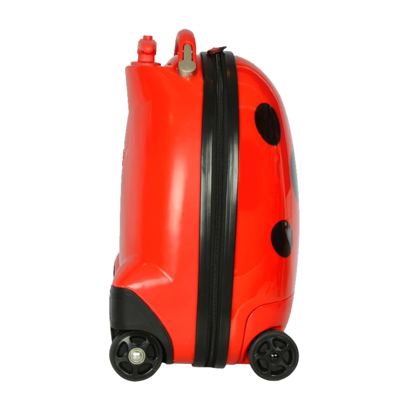 HOMCOM Kids Rolling Luggage Suitcase Travel Pilot Ladybug with Remote Control (Red)