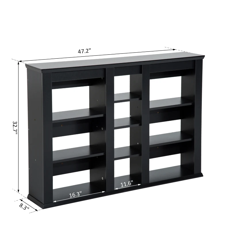 HOMCOM Triple Wall Mounted Media Storage Floating CD DVD Shelves Rack Hanging Organizer Unit Black