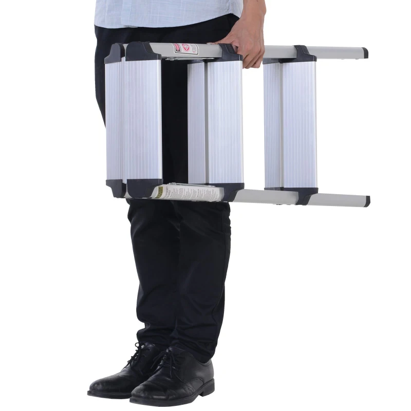HOMCOM 3-Step Folding Aluminum Step Stool Ladder  Lightweight  330 lbs. Capacity  29" H  Silver