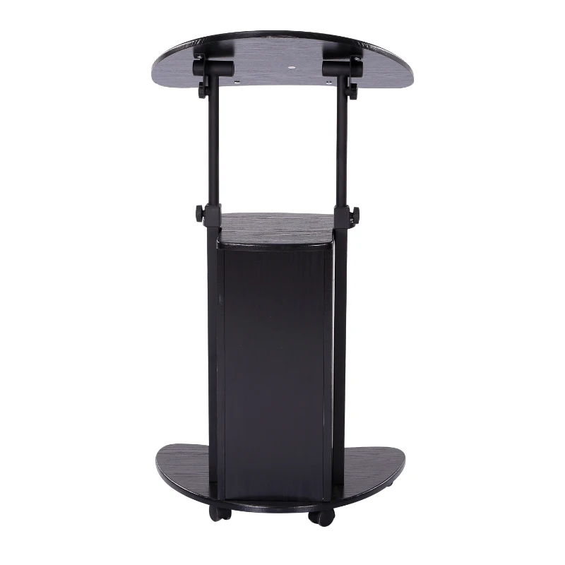 HOMCOM Deluxe Height Adjustable Rolling Laptop Cart Presentation Stand with Tilt Table Top and Storage Black