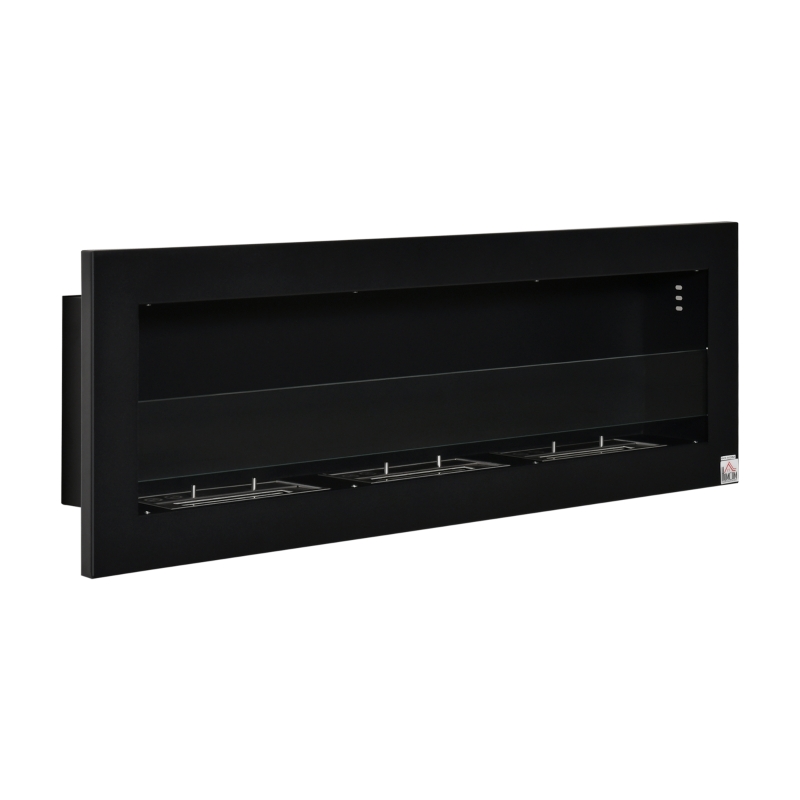 HOMCOM Ethanol Fireplace, 47.25" Wall-Mount 0.3 Gallon Steel 215 Sq Ft., Burns up to 3 Hours, Black