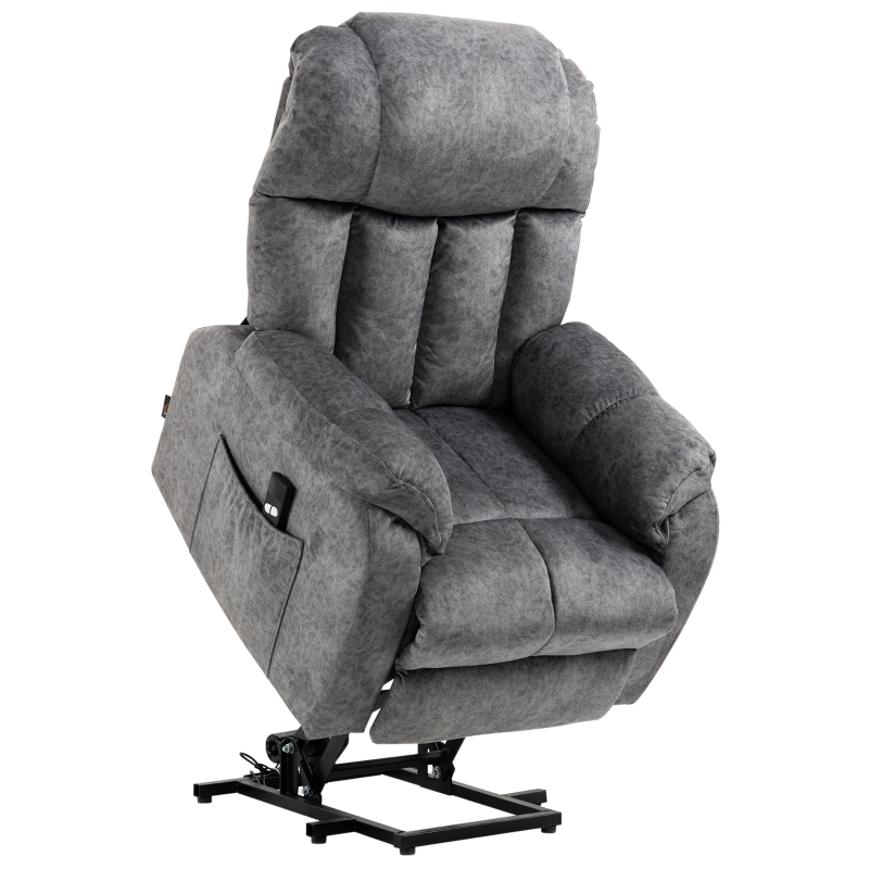 HOMCOM Power Lift Chair Electric Recliner for Elderly, Compact Living Room Chair with Side Pocket & Remote Control, Grey