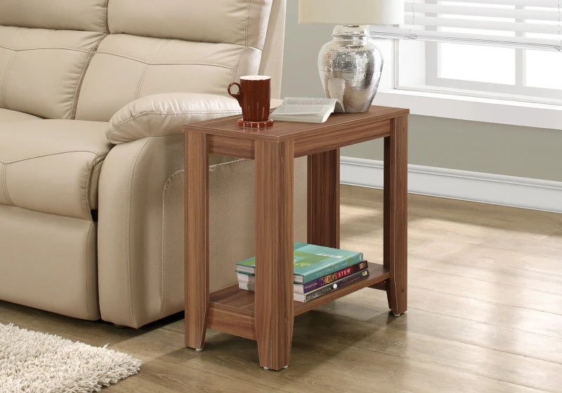 Monarch 22" Transitional Style Rectangular Wood Grain-Look 2-Tier Side Accent End Table - Walnut Finish