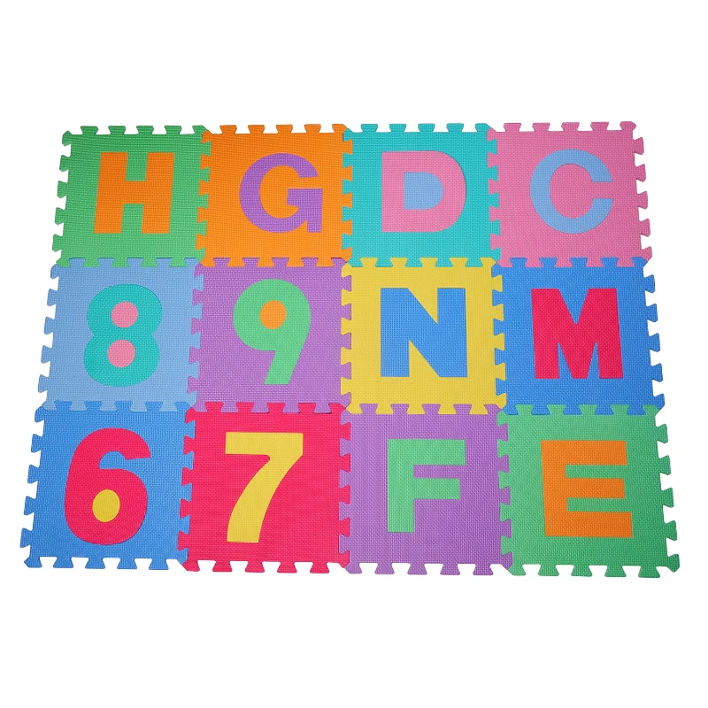 HOMCOM 33.6Sqft Number Alphabet EVA Puzzle Mat Interlocking Floor Mat Children Kids Toddler Play Foam with Certifications – 36 Pieces