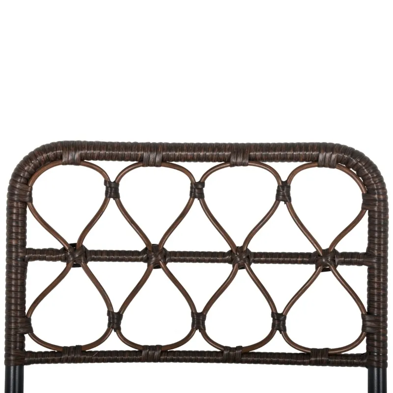 Outsunny 3PC Rattan Wicker Bistro Set w/ Folding Design, Hand Woven Rattan Table and Chairs for Outdoor, Brown