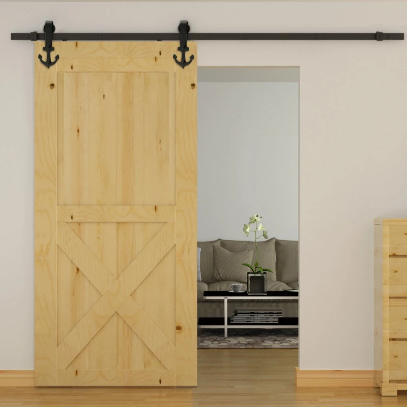 HOMCOM Boat Anchor Sliding Barn Door Track Kit Modern for Wooden Door
