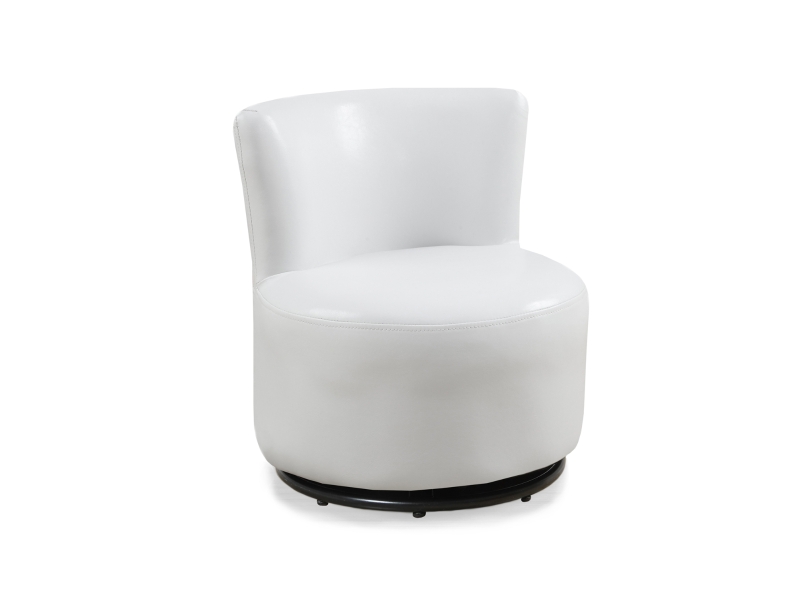 Monarch Kids' Upholstered Swiveling Accent Chair - White Leather-Look
