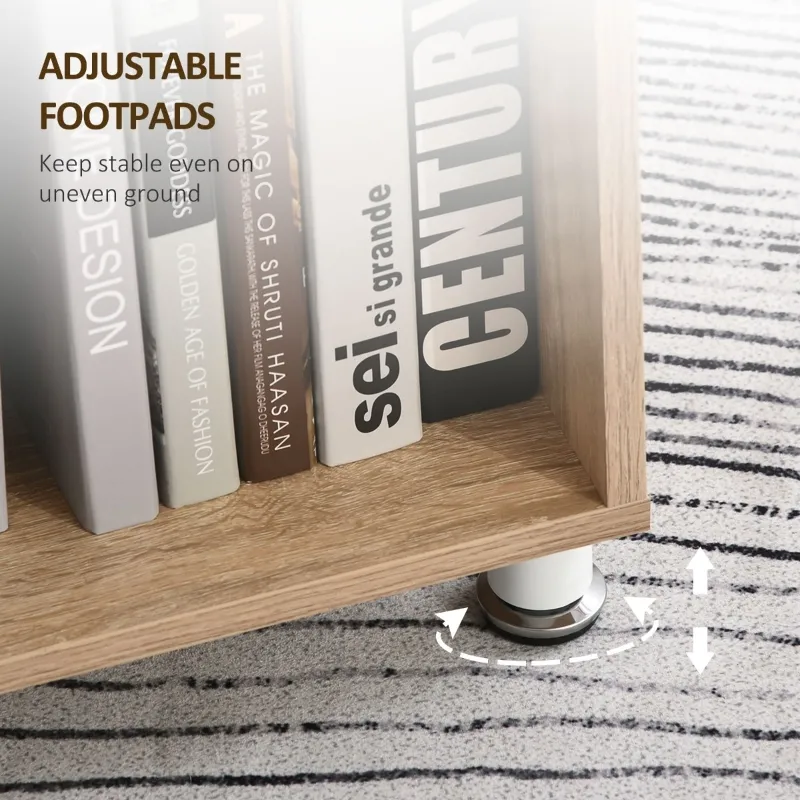 HOMCOM Mobile L-Shaped Rotating Computer Desk with Storage Shelves Moveable Rolling Writing Table Home Office Study Workstation for Home Office, Oak