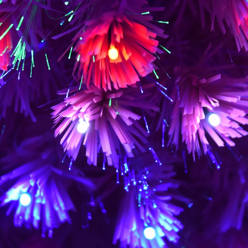 HOMCOM 3ft Tall Pre-Lit Douglas Fir Artificial Christmas Tree with Realistic Branches, 90 Multi-Color LED Lights, Fiber Optics, and 90 Tips, Pink