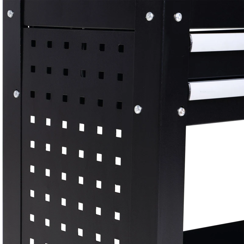 DURHAND Rolling Tool Cart  Toolbox  Tool Organizer with Open Lid and 2 Sliding Drawers