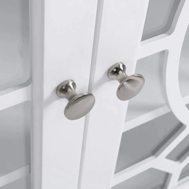 HOMCOM Sideboard Display Cabinet with Double Framed Glass Doors, 2 Adjustable Shelves, and Elevated Base, White