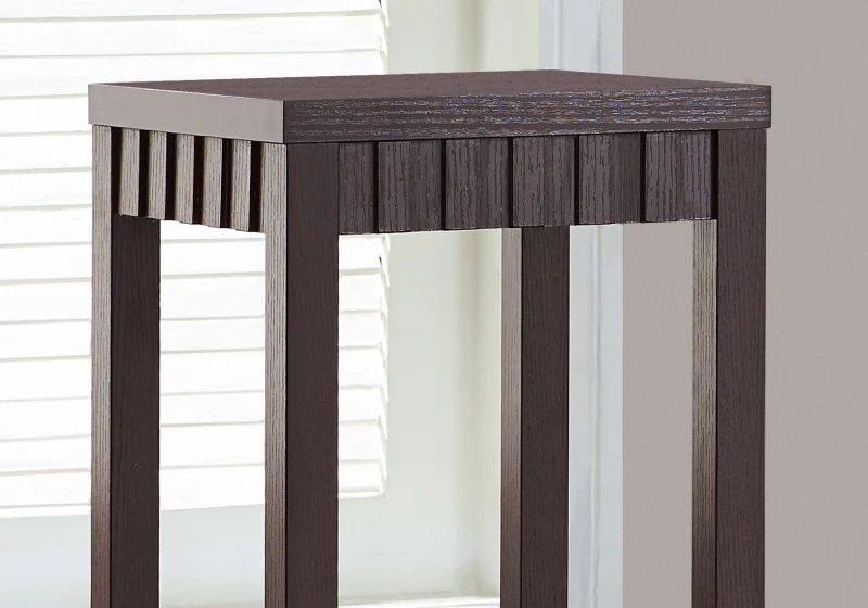 Monarch 32" Symmetrical Carving Design 2-Tier Wood Grain-Look Plant Stand Side Accent Table - Cappuccino Brown Finish