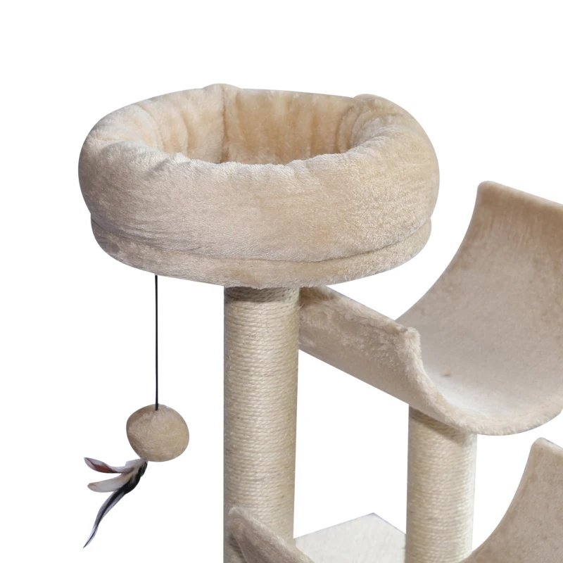 PawHut 41" Multi-Level Large Cat Tree Scratcher Perch Tunnel w/ Dangling Ball