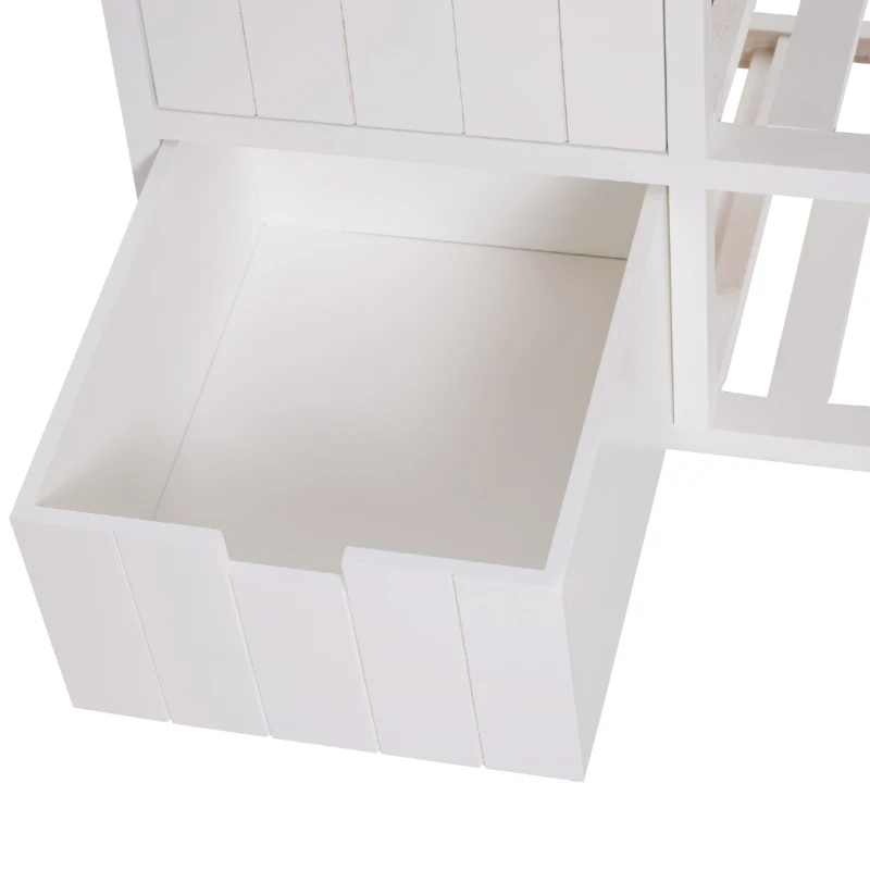 HOMCOM Compact Rustic Padded Wooden Shoe Rack Bench Organizer With Drawers - Country White