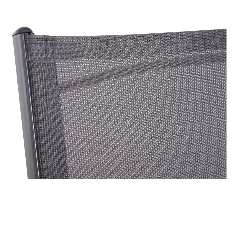 Outsunny Garden Patio 2 Person Bench Aluminum Mesh Fabric Seat w/Table Armrest