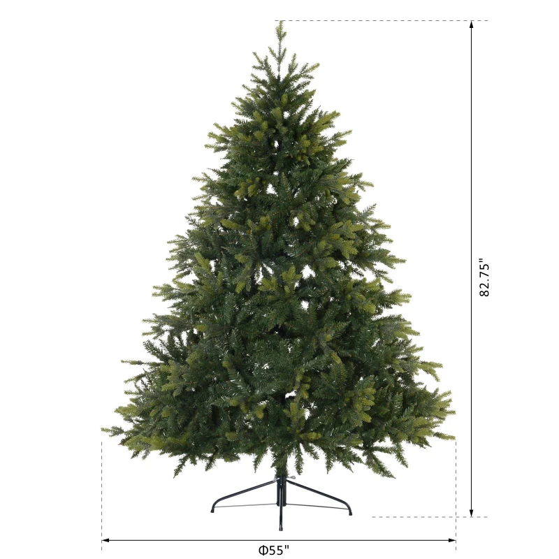 HOMCOM 7ft Artificial Christmas Tree Unlit with Metal Stand  2692 Tips Foldable Base