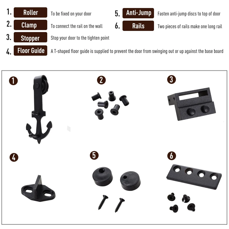 HOMCOM Boat Anchor Sliding Barn Door Track Kit Modern for Wooden Door