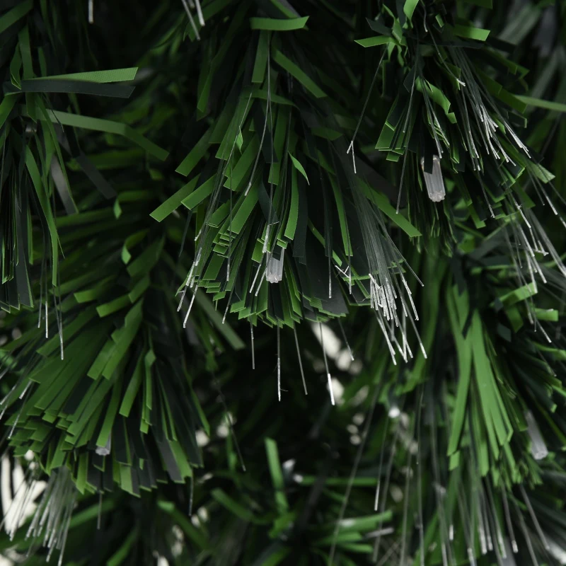 HOMCOM 7FT Pre-Lit Fiber Optic Arfiticial Christmas Tree with Star Tree Topper, Solid Metal Base, 280 Branch Tips, 6 Color LED Lights for Home and Holiday Decoration