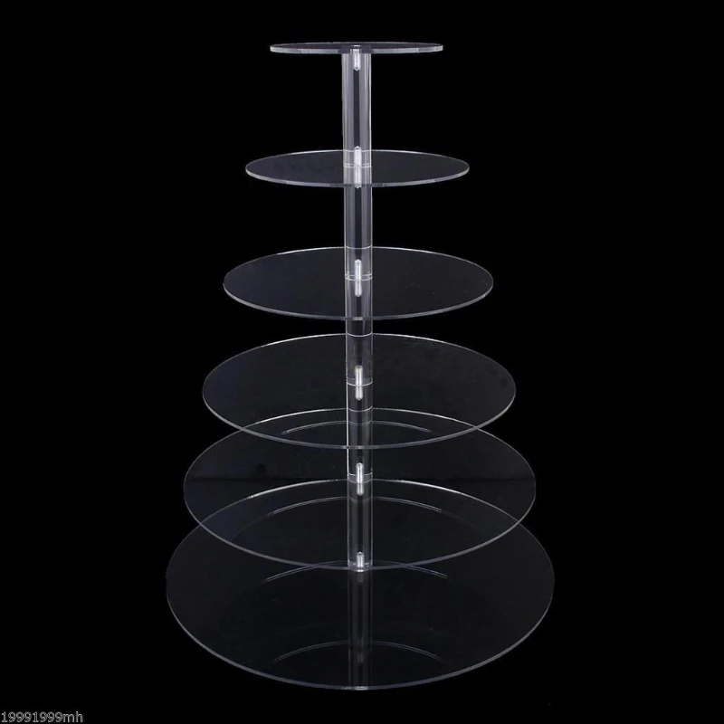 HomCom 6 Tier Cupcake Stand Circle Acrylic Wedding Party Cake Stand Bakeware, Transparent
