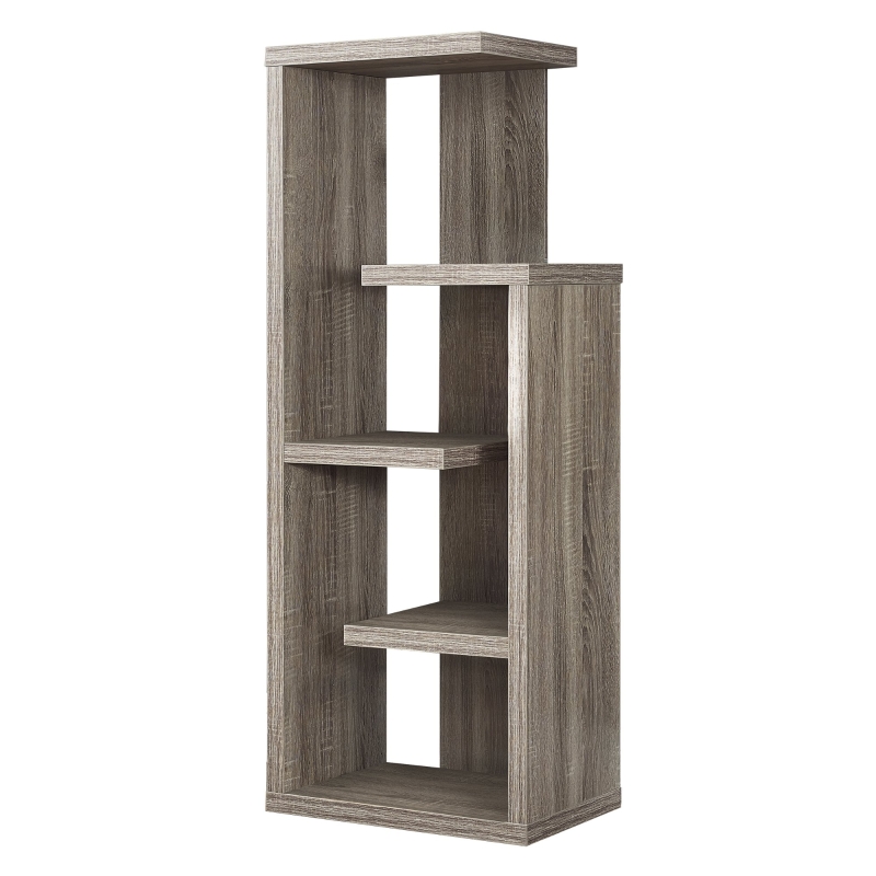 Monarch 48" Modern 5-Tier Open Concept Display Shelves Wood Grain-Look Bookcase - Dark Taupe Finish